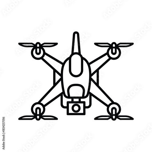 Drone with Camera Line Art Icon