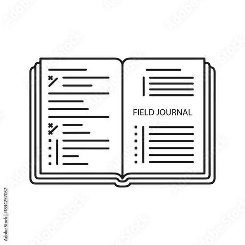 Open Field Journal Line Art Icon