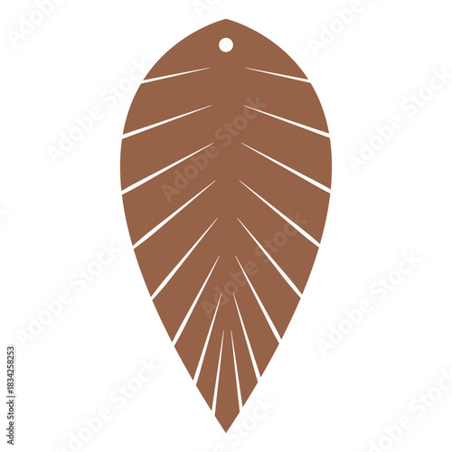 Leather earrings leaf inverted flat