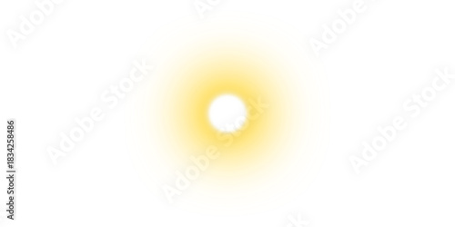 A single radiant orb of light with a soft, diffuse yellow glow on a white background.