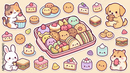 Cute Kawaii Food Collection with Adorable Animals