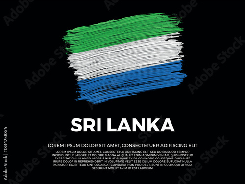 Flag of Sri Lanka. Sri Lankan and Asian Culture. Vibrant, textured brushstroke effect style. Black background with copy space. Dramatic composition in negative space.