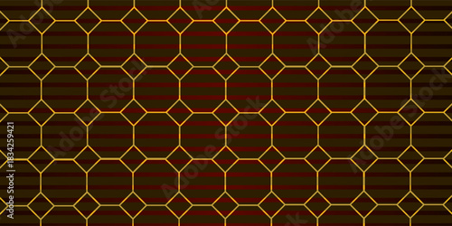 Geometric golden ornament grid on brown background. Seamless fine abstract pattern, wrapping paper, for web design, desktop wallpaper, winter blog, website or invitation card