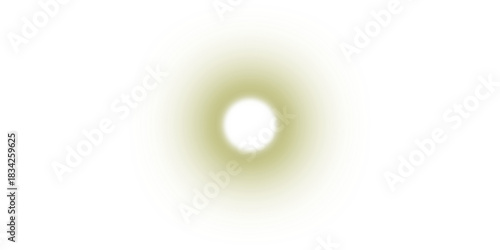 A soft, glowing olive green orb with a bright white center isolated on a plain white background.