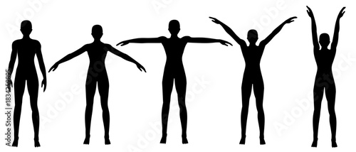 Black Human Silhouette Poses in Vector Style for Anatomy Reference