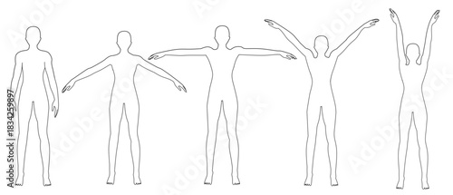 Human Silhouette Poses in Minimal Line Art for Anatomy Reference Set