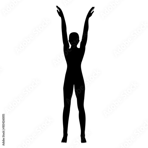 Upward Reach Human Silhouette in Vector Style for Anatomy Study