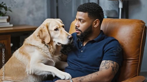 Dog and Owner Sharing an Emotional Moment Indoors