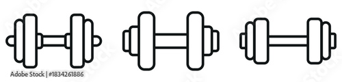 Dumbbell Icon Set – Minimal Fitness & Gym Line Art Illustration
