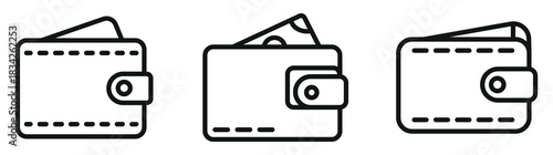 Minimal Wallet Icon Set – Finance, Payment, Money Management Symbols