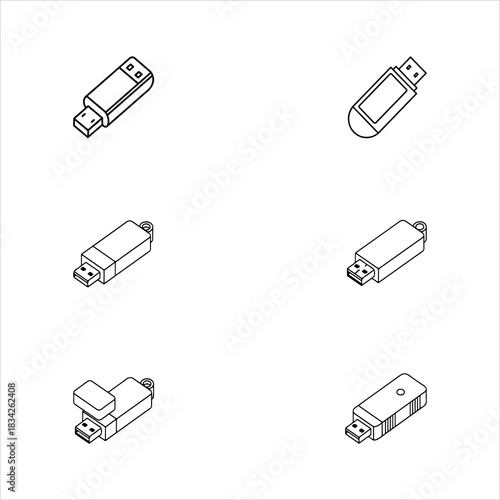 A Professional Digital Pen Drive Icon Symbol, Showcasing Data Storage and Memory in a Flat Design Minimalist Vector for Business Technology Success Security Growth Solution.