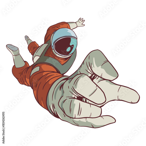 Hand reach astronaut colored
