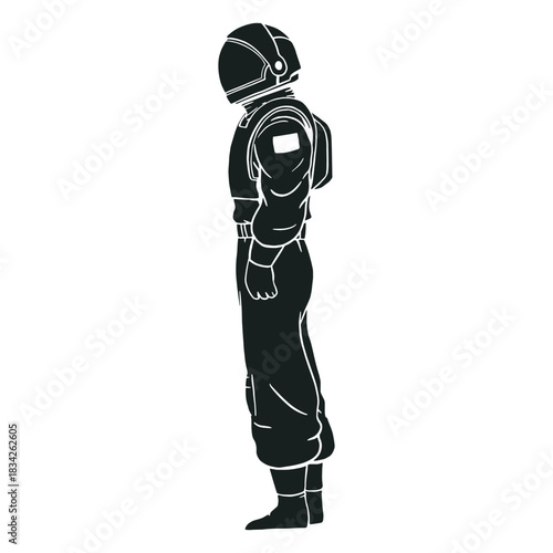 Silhouette astronaut side view