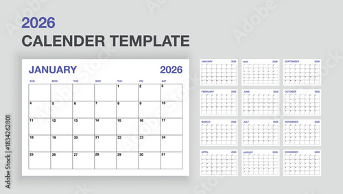 2026 Minimalist Desk Calendar Template