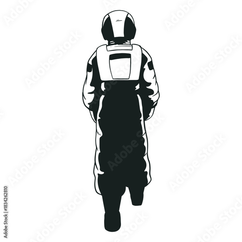 Walking astronaut drawn behind