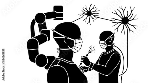 Robot assisted surgery and neural network connection