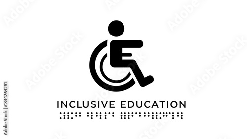 Inclusive education symbol with wheelchair and braille