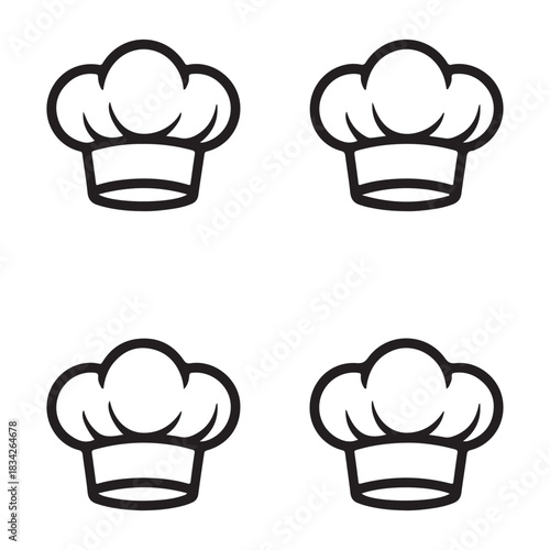 Professional Chef Hat Logo Set – Black Line Restaurant Branding Icons
