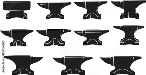 Anvil silhouette set for blacksmithing work and industrial applications