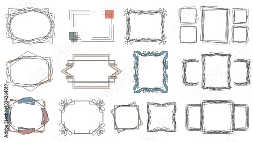 Collection of forty assorted graphic design frames and borders in various styles