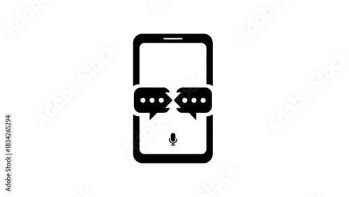 Smartphone with chat bubbles and microphone icon