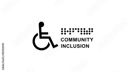 Community inclusion symbol with accessibility and braille