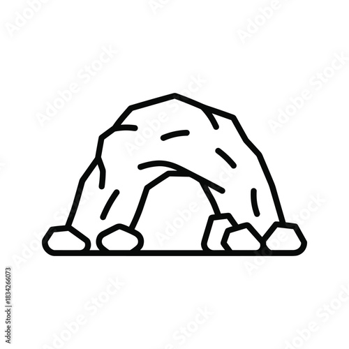 Simple Outline Icon of a Natural Rock Arch or Cave Entrance