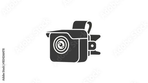 Dark grey silhouette icon of an outdoor security camera with mounting bracket