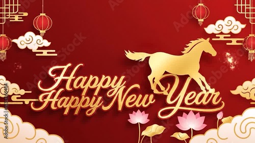 Happy New Year Golden Horse Celebration.