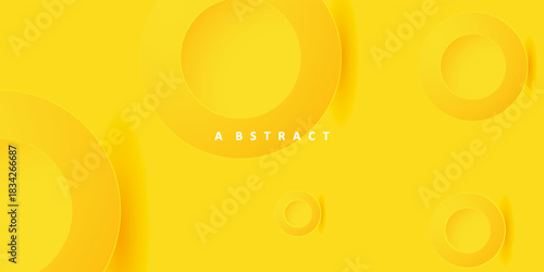 Abstract Background with 3d circle vivid yellow papercut layer, vector illustration