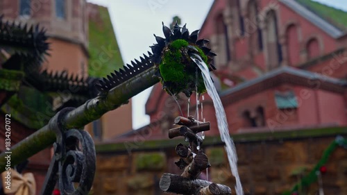 Eguisheim, France - 3.12.2025: A small, beautiful village decorated for Christmas. People stroll through the beautifully decorated streets of the French village of Eguisheim