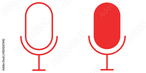 Isolated microphone vector symbol representing sound recording and podcast technology
