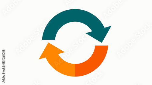 Circular arrows icon for website update and data sync, workflow process, and content refresh, ensuring seamless technology experience