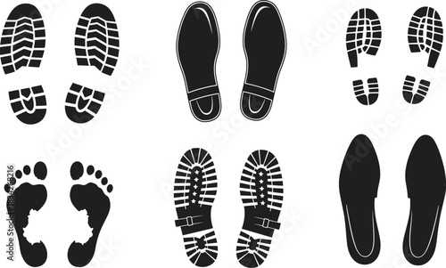 Footprint Diversity Vector Image with Shoe and Bare Foot Prints
