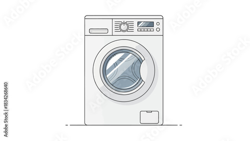 Frontloading washing machine illustration with grayblue drum detail
