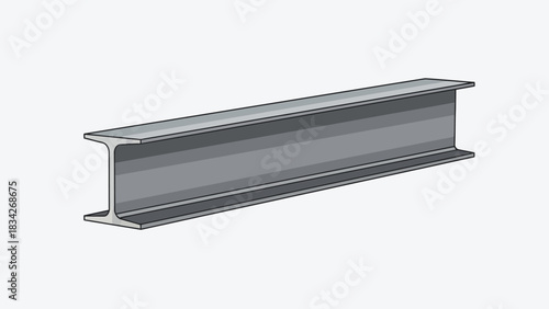 Gray steel Ibeam rendering on a white background