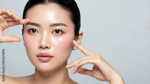 Radiant Beauty: Capturing a glimpse of exquisite allure, a woman gracefully presents her features in a portrait, with a serene and captivating charm. 