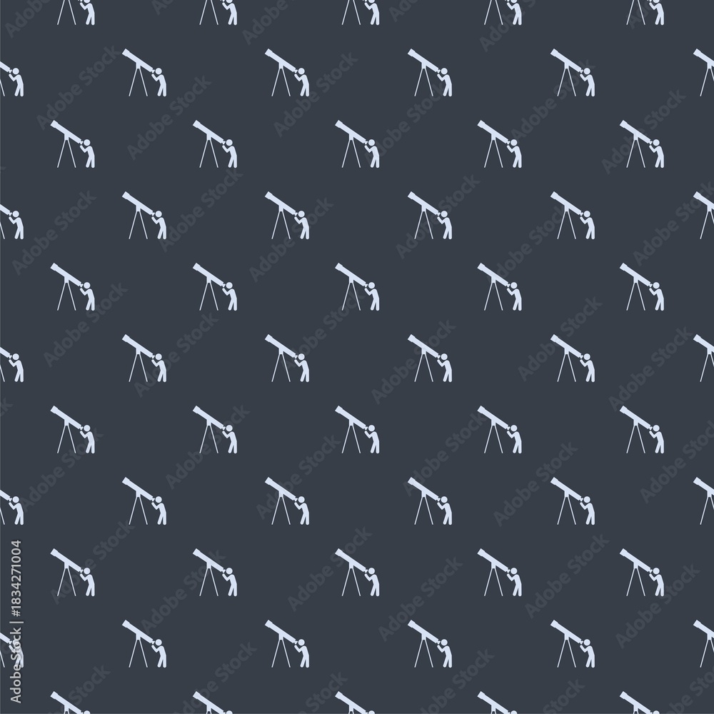 Fototapeta premium Man Looking Through Telescope seamless pattern isolated on color background