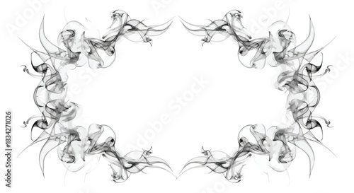 Abstract smoke frame design element on white background for creative projects