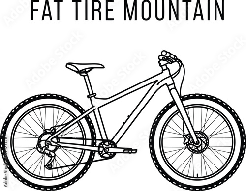 Fat tire mountain bike illustration on a white background for outdoor sports