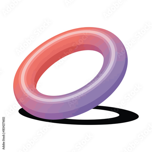 A 3D illustration of a metal gold and silver number zero digit design featuring a pink and white circle ring bracelet object, A resistance band in soft gradient, transparent background.