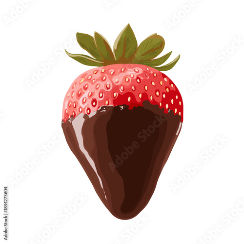 Vector illustration of a strawberry dipped in chocolate
