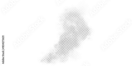 Abstract monochrome halftone pattern with a fading hexagonal dot grid and gradient effect.