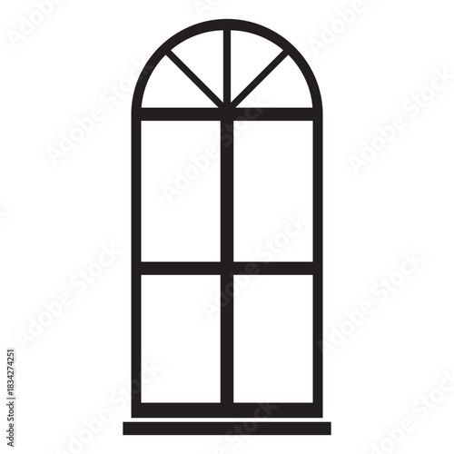 Window arched blue double pane stroke