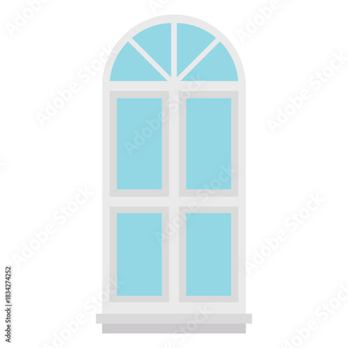 Window arched blue double pane flat