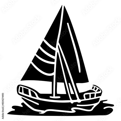 Modern sail ship black