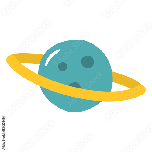 Planet saturn flat