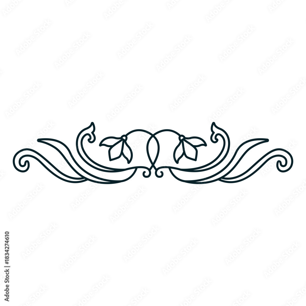 Fototapeta premium Art nouveau ornament downward thin stroke
