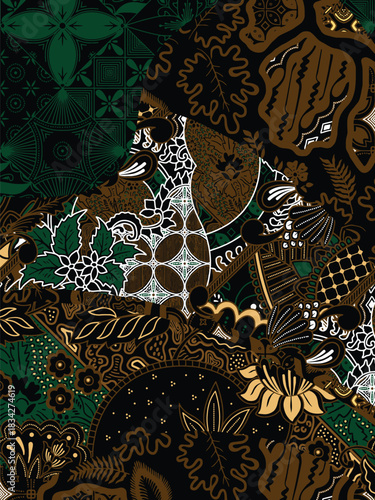 abstract pattern background design with classic batik motif