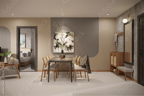 3d render luxury home interior